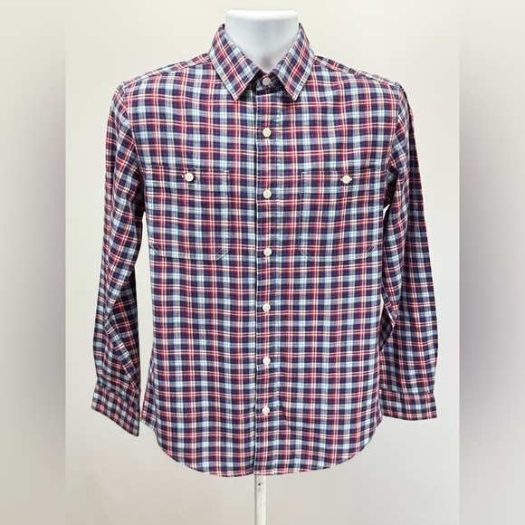 L.L. BEAN Men's red and blue plaid button down shirt size S - Picture 11 of 12